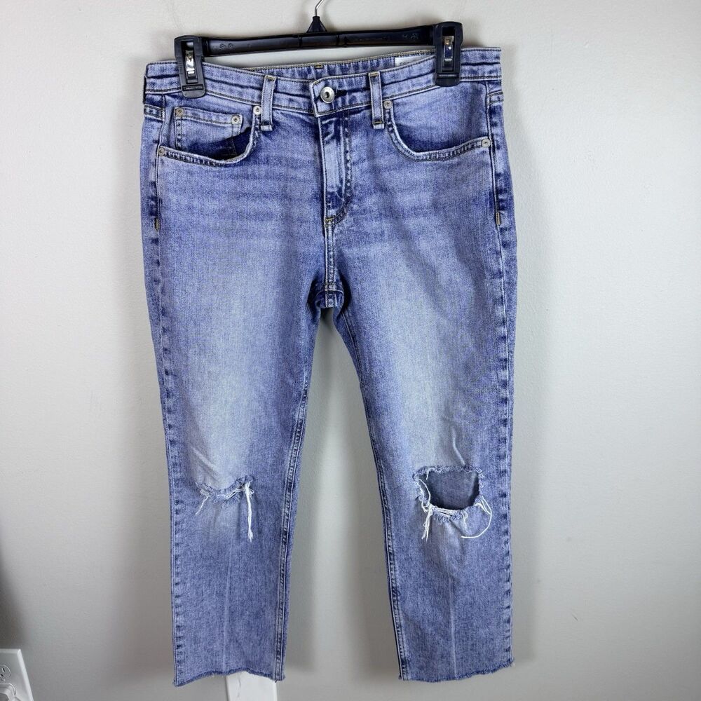 Rag & Bone Sz 27 Dre Low-Rise Slim Boyfriend Jeans (29 x 25) Stretch Distressed